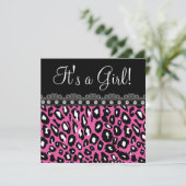 Sweet Hot Pink Leopard Baby shower Kaart (Staand voorkant)
