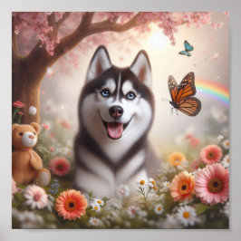 Sweet Husky met een stralende glimlach Poster