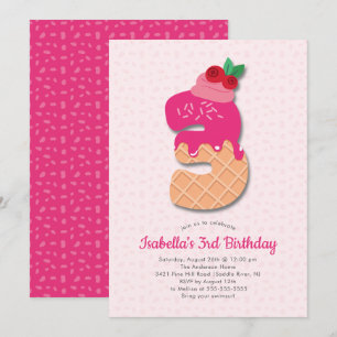 Sweet Ice Cream 3ème anniversaire Invitation