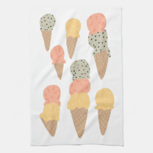 Sweet Ice Cream Cones Pastel Pattern Theedoek