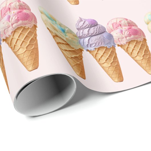 Sweet Ice Cream Summer Here Scoop Baby shower Cadeaupapier (Rol Hoek)