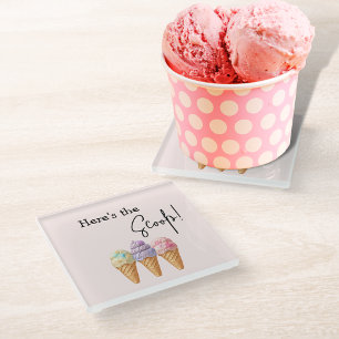 Sweet Ice Cream Summer Here Scoop Baby shower Glazen Onderzetter