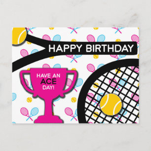Sweet Ik hou van tennis roze en blauw Tennis Verja Briefkaart