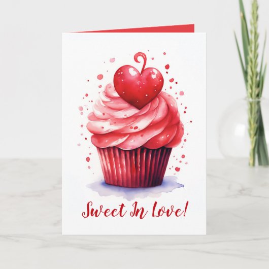 Sweet In Love Heart Cupcake Valentines Carte de jo (Devant)