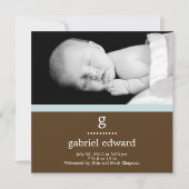 Sweet Initiaal Baby Boy Birth Notice Aankondiging (Voorkant)