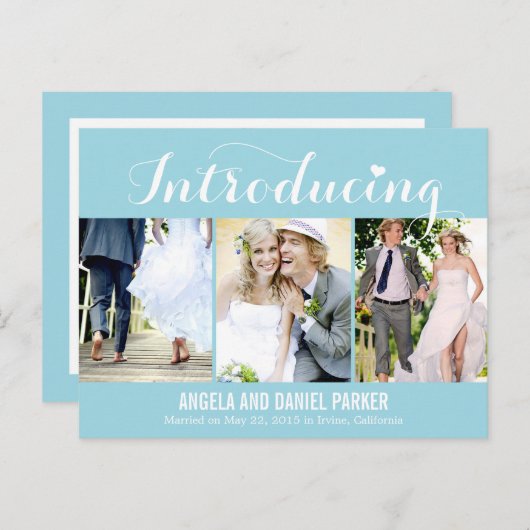 Sweet Introduction Mariage Faire-part - Bleu (Devant / Derrière)