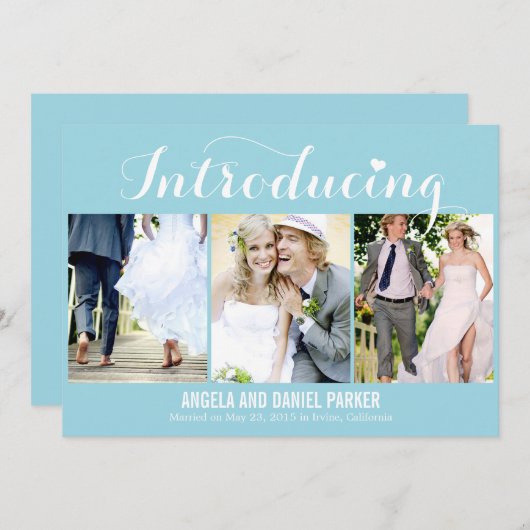 Sweet Introduction Mariage Faire-part - Bleu (Devant / Derrière)