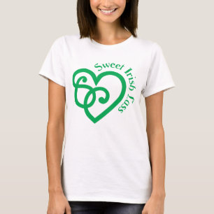 Sweet Irish Lass Celtic Heart Knot Design T-shirt