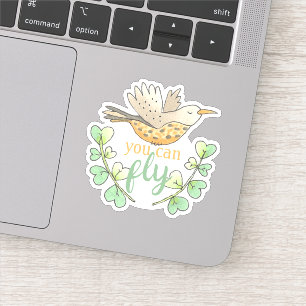 Sweet je kunt vogel vliegen met Motivatie bladeren Sticker
