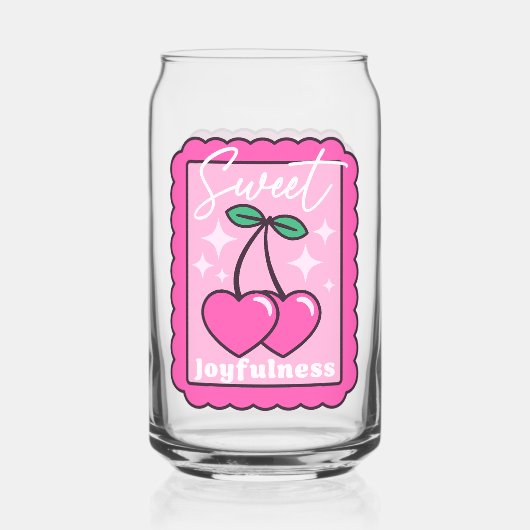 Sweet Joyfulness Heart Shaped Cherries Stamp Blikvorm Glas (Voorkant)