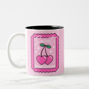 Sweet Joyfulness Heart Shaped Cherries Stamp Tweekleurige Koffiemok