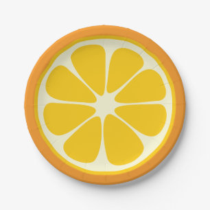 Sweet Juicy Oranje Tropical Citrus Fruit Slice Papieren Bordje