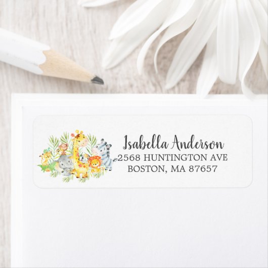 Sweet Jungle Animaux Baby shower Étiquette de adre (En situation)