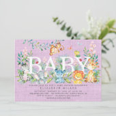 Sweet Jungle Animaux Baby shower Invitation (Debout devant)