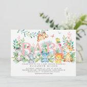 Sweet Jungle Animaux Baby shower Invitation (Debout devant)