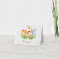Sweet Jungle Animaux Baby shower Merci Note