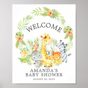 Sweet Jungle Animaux Welcome Poster Baby shower