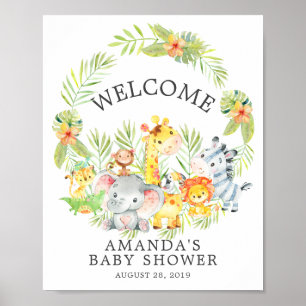 Sweet Jungle Animaux Welcome Poster Baby shower