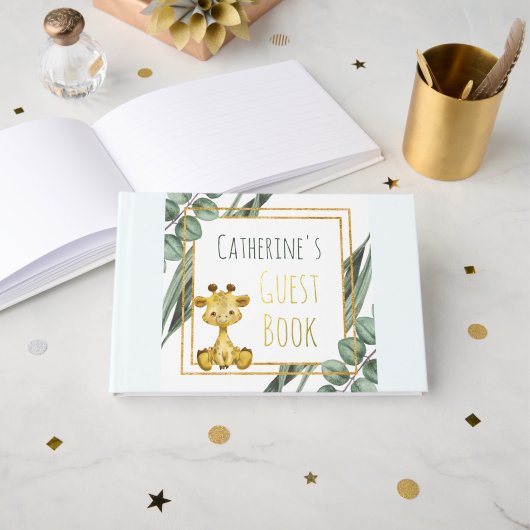 Sweet Jungle Safari Giraffe Baby shower botanique (Recto ouvert)