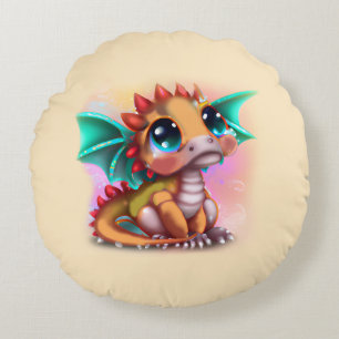 Sweet Kawaii Baby Dragon Rond Kussen