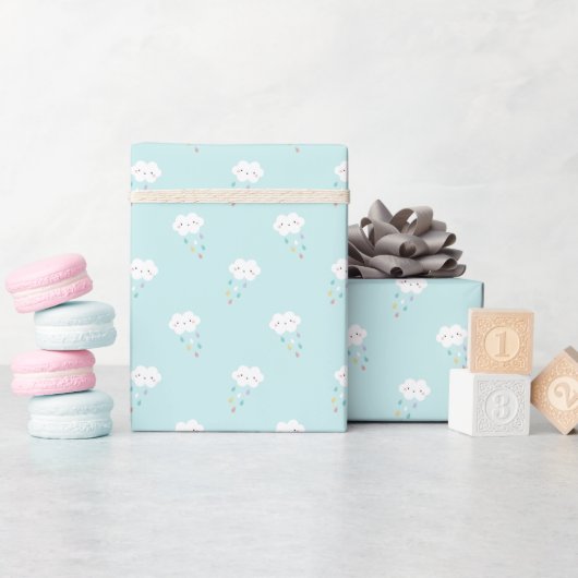 Sweet Kawaii Cloud Pattern Wrapping Paper Roll Cadeaupapier (Baby Shower)