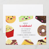 Sweet Kawaii Desserts Invitation Pour Enfants (Devant / Derrière)