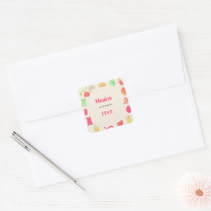 Sweet kawaii gummi snoepjes Verjaardag Vierkante Sticker