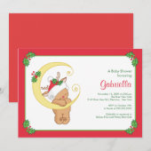 Sweet Kerstmis Baby shower Uitnodiging Baby Deer (Voorkant / Achterkant)