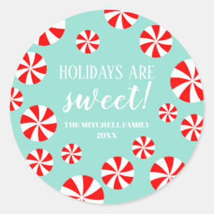 Sweet Kerstmis Peppermint Snoep Holiday Ronde Sticker