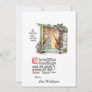 Sweet-kerstRobin op Snowy Window Feestdagenkaart