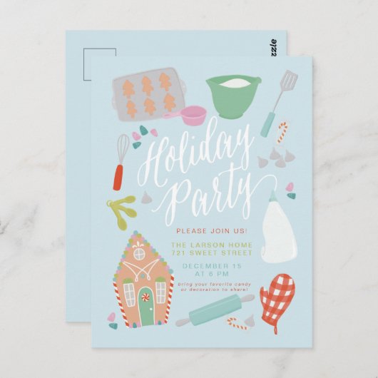 Sweet kerstvakantie bakken Uitnodiging (Voorkant / Achterkant)