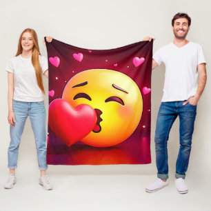 Sweet Kiss Heart Emoji Fleece Deken