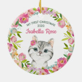 Sweet Kitten Baby's Eerste Kerstmis Ornament (Achterkant)