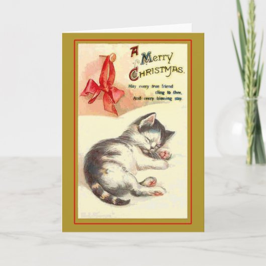 Sweet Kitten Vintage Kerst Kaarten (Voorkant)
