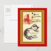 Sweet Kitten Vintage Kerst Kaarten Feestdagenkaart (Voorkant / Achterkant)