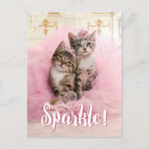 Sweet Kittens in Tiaras en Roze Sparkly Tutu Briefkaart
