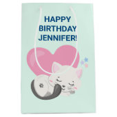 Sweet Kitty Cat Slapen met een groot hart achterin Medium Cadeauzakje (Voorkant)