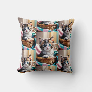 Sweet Kitty dans une corbeille - Coussin confortab