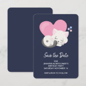 Sweet Kitty kat slapen met een groot hart Save The Date (Voorkant / Achterkant)