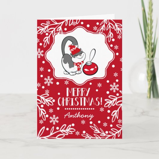 Sweet Kitty | Personnalisé Nom Cartes de Noël pour (Devant)