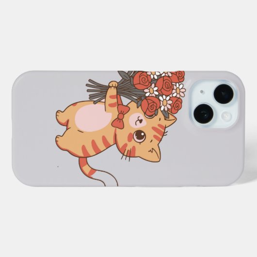 Sweet Kitty with Rose Bouquet Case-Mate iPhone Case (Achterkant (horizontaal))