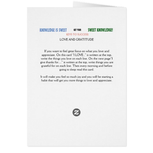 SWEET KNOWLEDGE-KAART (Achterkant)
