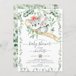 Sweet Koala Bear Boys Baby shower Invitation
