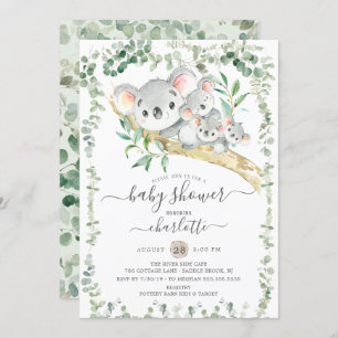 Sweet Koala Oears Triplets Baby shower Invitation