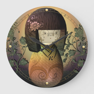 Sweet Kokeshi Doll Personalized Monogram Grote Klok