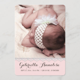 Sweet Lace Baby Girl Photo Faire-part de naissance