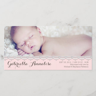 Sweet Lace Baby Girl Photo Faire-part de naissance