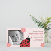 Sweet Ladybug Baby Girl Faire-part de naissance (Debout devant)