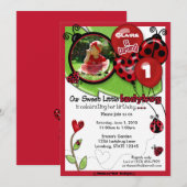 Sweet Ladybug Birthday Invitation SCHATTIG (foto) Kaart (Voorkant / Achterkant)