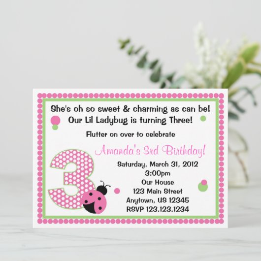 Sweet Ladybug Drie Kaart (Staand voorkant)